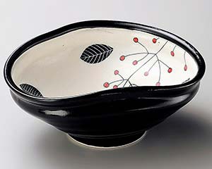【まとめ買い10個セット品】和食器 オ262-148 黒織部南天ひねり鉢【キャンセル/返品不可】【厨房館】