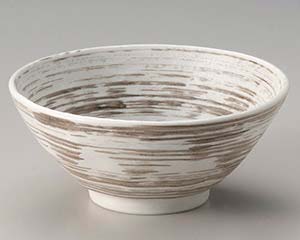 【まとめ買い10個セット品】和食器 イ327-038 うず刷毛白釉 そば丼【キャンセル/返品不可】【厨房館】
