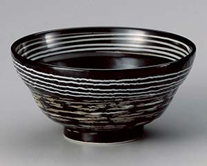 【まとめ買い10個セット品】和食器 ホ333-398 黒うずライン4.5丼【キャンセル/返品不可】【厨房館】
