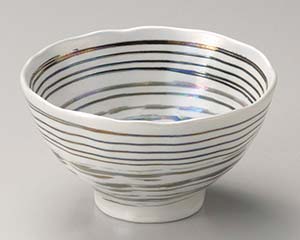 【まとめ買い10個セット品】和食器 オ340-088 ラスター銀彩渦潮4.0変形丼【キャンセル/返品不可】【厨房館】