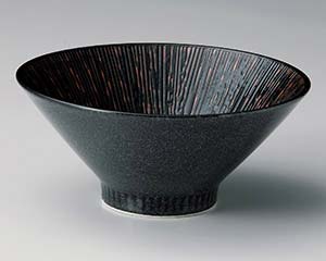 【まとめ買い10個セット品】和食器 イ354-208 漆黒乱十草6.3高台丼【キャンセル/返品不可】【厨房館】