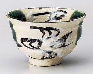 【まとめ買い10個セット品】和食器 ユ363-078 織部流水茶碗【キャンセル/返品不可】【厨房館】