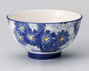【まとめ買い10個セット品】和食器 イ373-078 華々ブルー高台茶碗【キャンセル/返品不可】【厨房館】