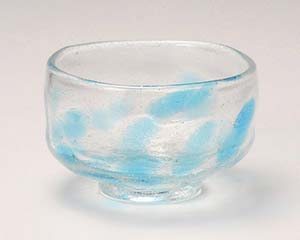 【まとめ買い10個セット品】和食器 ワ392-068 吹ガラス 抹茶&小鉢 ライトブルー【キャンセル/返品不可】【厨房館】