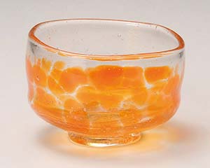 【まとめ買い10個仕掛ける品】和食器  ワ392-078 吹硝子 抹茶\u0026小鉢 オレンジ色【とり止める/返品不可】【御厨子所館】