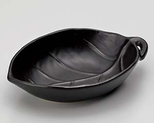 【まとめ買い10個セット品】和食器 ス411-098 黒釉葉型鍋(小)【キャンセル/返品不可】【厨房館】