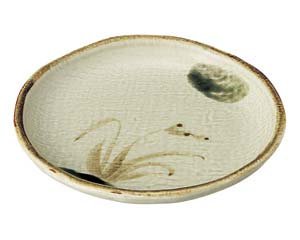 【まとめ買い10個セット品】和食器 オ468-678 織部流し芦絵 丸5.5皿【キャンセル/返品不可】【厨房館】