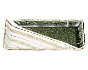 【まとめ買い10個セット品】和食器 ロ466-118 織部ストライプ 9.0長角皿【キャンセル/返品不可】【厨房館】