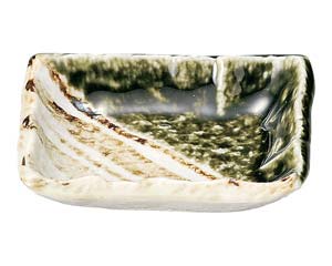 【まとめ買い10個仕掛ける品】和食器  ロ466-178 織部縞模様 長角小皿【取りやめる/返品不可】【勝手もと館】
