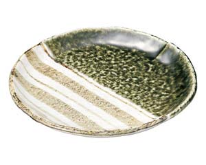 【まとめ買い10個仕掛ける品】和食器  ロ466-208 織部縞模様 7.0丸皿【とり止める/返品不可】【御厨子所館】