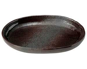 【まとめ買い10個セット品】和食器 ロ465-088 鉄釉布目 小判6.0皿【キャンセル/返品不可】【厨房館】｜業務用厨房機器の飲食店厨房館