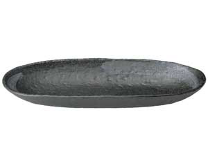 【まとめ買い10個セット品】和食器 ミ195-118 黒銀河楕円盛皿【キャンセル/返品不可】【厨房館】