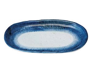【まとめ買い10個セット品】和食器 オ479-098 藍彩 小判9.0皿【キャンセル/返品不可】【厨房館】