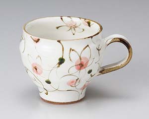 【まとめ買い10個セット品】 ハ617-058 粉引花唐草マグ(紅)【キャンセル/返品不可】【厨房館】