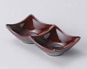 【まとめ買い10個仕掛ける品】 ヤ624-148 アメ色2連真四角深皿【取りやめる/返品不可】【勝手もと館】
