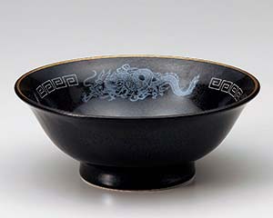 【まとめ買い10個セット品】 ホ678-218 黒水晶白竜6.5反高台丼【キャンセル/返品不可】【厨房館】
