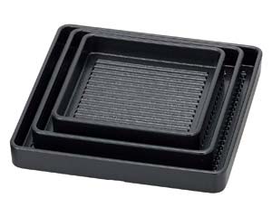 【まとめ買い10個セット品】 エ707-208 [TA]角肉皿 黒(塗無)24cm角[エンボス加工][洗]【キャンセル/返品不可】【厨房館】