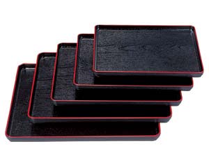 【まとめ買い10個セット品】 ヌ708-538 [A]大寿木目盆 黒天朱SL尺1[ノンスリップ加工]【キャンセル/返品不可】【厨房館】