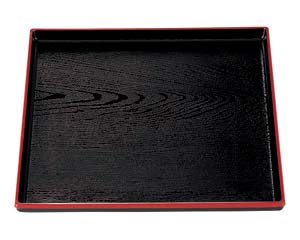 【まとめ買い10個セット品】 エ713-228 [A]正角木目盆 黒天朱8寸【キャンセル/返品不可】【厨房館】 14,748円