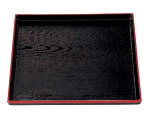 【まとめ買い10個仕掛ける品】 エ713-268 [A]正角木目盆 黒天朱 尺2寸【とり止める/返品不可】【御厨子所館】