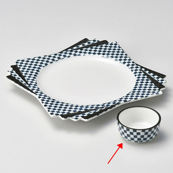 【まとめ買い10個仕掛ける品】和食器 ツ014-168 青市松丸未来永劫口【御厨子所館】