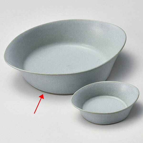 【まとめ買い10個セット品】和食器 ロ020-408 窯変マットブルー 反り楕円ボール 大【厨房館】|業務用厨房機器の飲食店厨房館