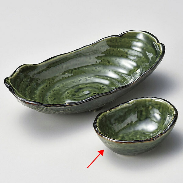 【まとめ買い10個セット品】和食器 キ022-378 織部 楕円小付【厨房館】