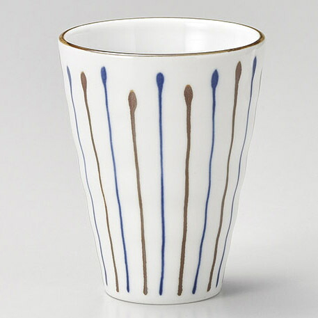 【まとめ買い10個セット品】和食器 コ276-218 紺錆十草 リップルフリーカップ【厨房館】