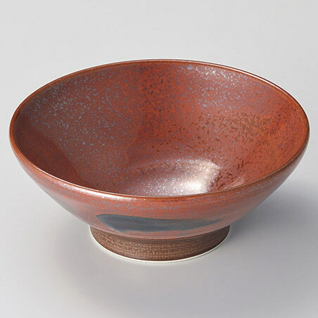 【まとめ買い10個書き割り品】和食器 ユ317-078 赤黒ハケ目反7.0丼【勝手もと館】