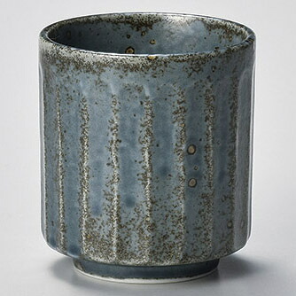 【まとめ買い10個セット品】和食器 ラ380-148 わび 紺ねず しのぎ湯呑【厨房館】
