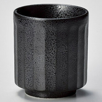 【まとめ買い10個セット品】和食器 ラ381-338 黒御影 しのぎ湯呑【厨房館】