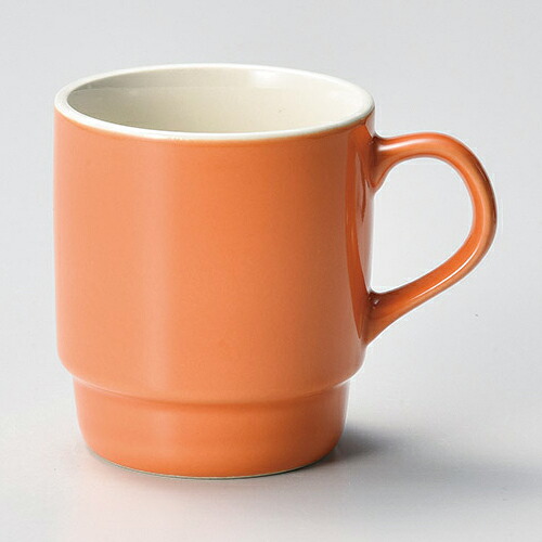 【まとめ買い10個セット品】和食器 ホ621-158 オレンジ色スタックマグ(新型)【厨房館】