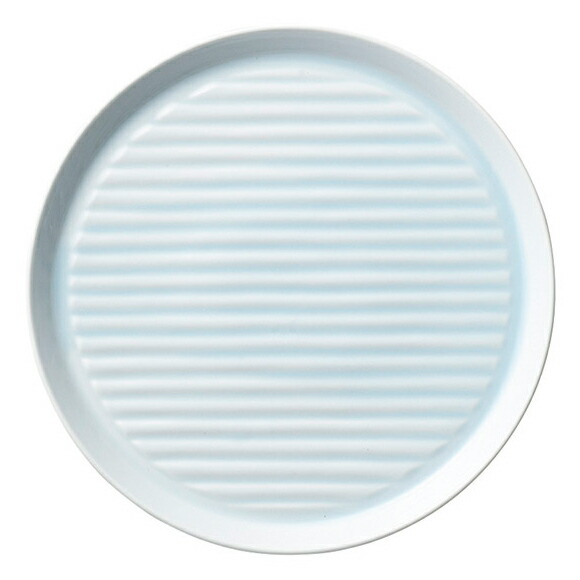 【まとめ買い10個セット品】和食器 オ598-148 ストライプ&ハーフストライプ(機能食器) ブルー22cmストライプ皿【厨房館】