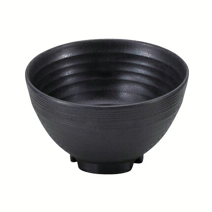 【まとめ買い10個書き割り品】和食器 エ717-218 [M]メラミンいぶし釉碗 大 黒[洗]【勝手もと館】