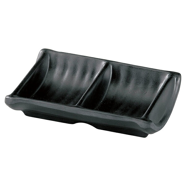 【まとめ買い10個セット品】和食器 ヌ724-318 [M]12.1樽割内筋二ツ切皿 黒マット【厨房館】