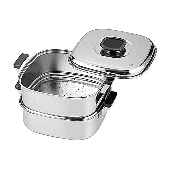 モモ18-0　プレス　角蒸器　2段　24cm【厨房館】｜業務用厨房機器の飲食店厨房館