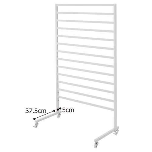 角バーパネルスタンド 片面タイプ ホワイト キャスター付き W90cm 61-124-2-2 【店舗什器 パネル什器 角バー・スノコパネル 角バーパネルスタンド ホワイト キャスター付き 片面タイプ】【厨房館】