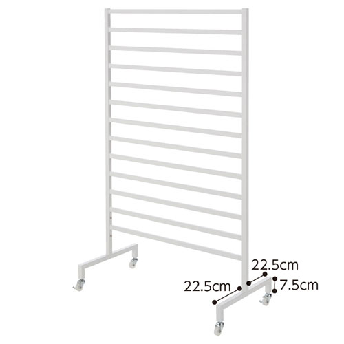 角バーパネルスタンド 両面タイプ ホワイト キャスター付き W90cm 61-124-3-2 【店舗什器 パネル什器 角バー・スノコパネル 角バーパネルスタンド ホワイト キャスター付き 両面タイプ】【厨房館】