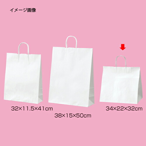 【まとめ買い10個セット品】丸ひも ローコストタイプ 白無地 34×22×32 50枚 61-658-55-10 【店舗什器 小物 ディスプレー ギフト ラッピング 包装紙 袋 消耗品 店舗備品】【厨房館】