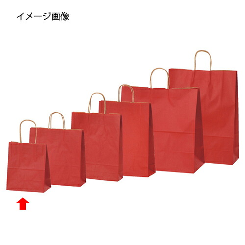 手提げ紙袋 レッド 21×12×25cm 300枚 61-309-10-9 【ラッピング用品 紙袋 手提げ紙袋（無地） カラー手提げ紙袋 レッドHEIKO 紙袋 25チャームバッグ】【ラッピング用品 包装 ラッピング袋 紙袋 ペーパーバッグ 無地 手提げ袋 手提げ紙袋 消耗品 業務用】【厨房館】