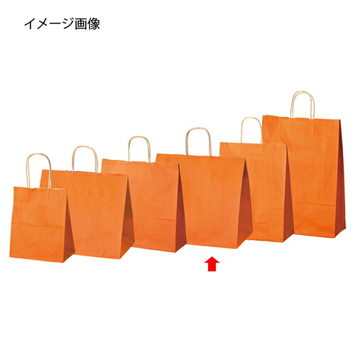 【まとめ買い10個書き割り品】色合い手提げ紙袋 オレンジ色 34×22×32 50枚 61-309-13-4 【バス発着場機械 小物 見せびらかす 差し上げ物 ラッピング 荷拵え紙 袋 疲労困憊品 バス発着場備え付け】【勝手もと館】