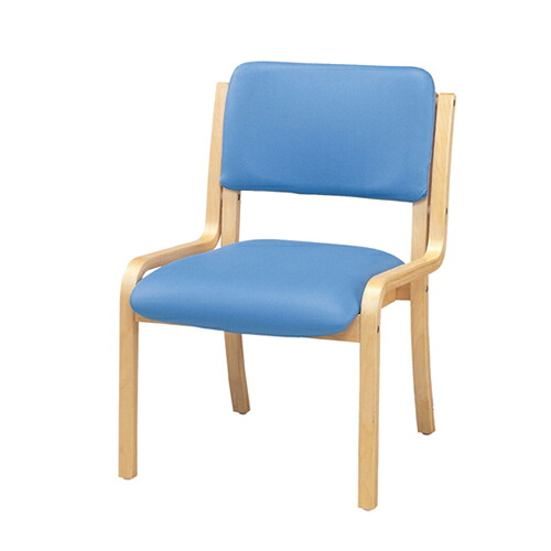 木製スタッキングチェア 合皮張り(アーム無し) 完成品 ブルー 2台 61-783-53-3 【店舗運営用品 テーブル＆チェア スタッキングチェア 木製スタッキングチェア 合皮張り アーム無し）】【厨房館】