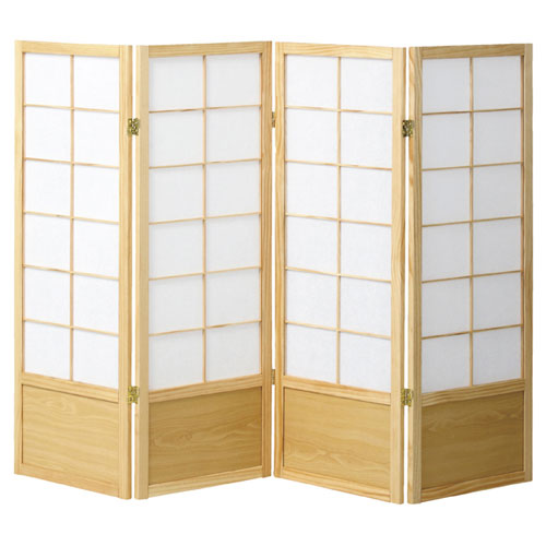 和風衝立 4連 H120cm ナチュラル 61-354-8-1 【メーカー直送/代金引換決済不可】【店舗什器 パネル ディスプレー 棚 店舗備品】【厨房館】