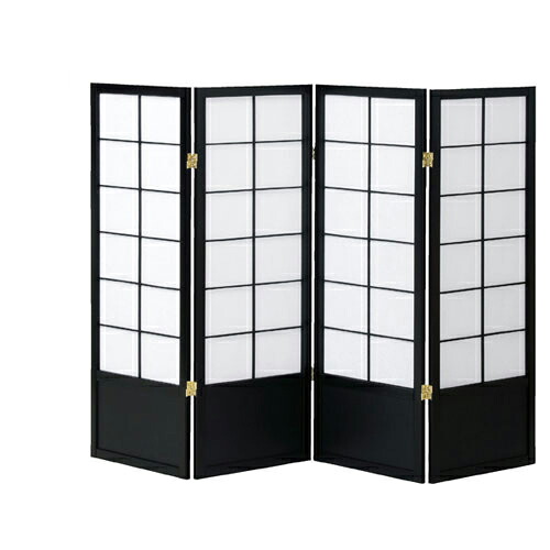 和風衝立 4連 H120cm ブラック 61-354-8-2 【メーカー直送/代金引換決済不可】【店舗什器 パネル ディスプレー 棚 店舗備品】【厨房館】