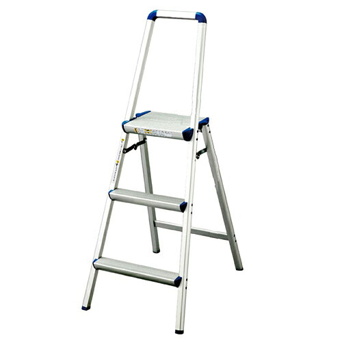 手すり付き踏み台 天板幅広タイプ 3段 H124cm 61-367-11-1 【店舗運営用品 在庫場用品 脚立・踏み台 手すり付き踏み台 天板幅広タイプ】店舗什器 ディスプレー マネキン 装飾品 販促用品 ハンガー ラッピング】【厨房館】