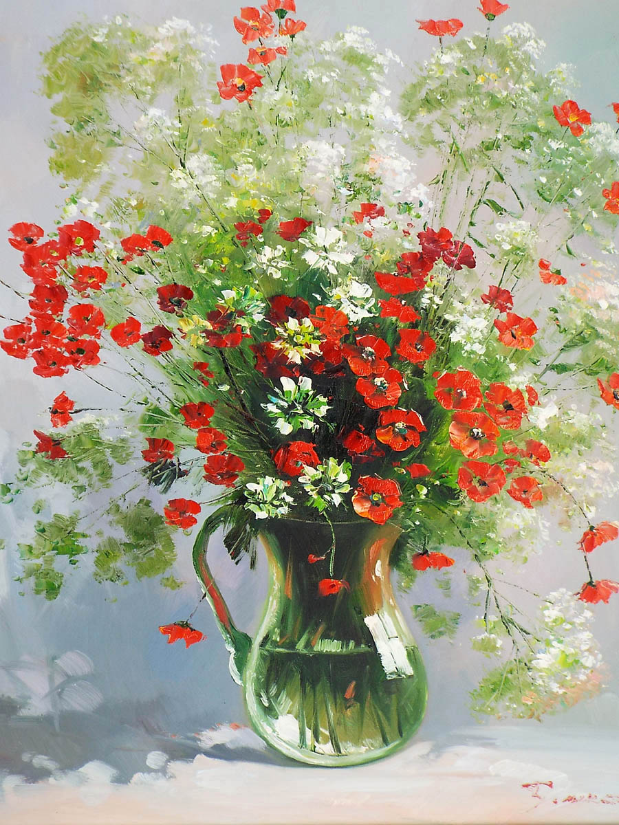 【楽天市場】花の絵 絵画 油絵 アートパネル開業祝い 開院祝い「透明花瓶の花」額入り油絵20号（額約75cm×65cm）おしゃれな壁掛け油絵の