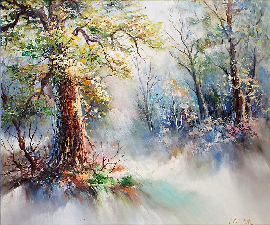 【楽天市場】風景の絵 絵画 油絵 アートパネル開業祝い 開院祝い「森の川と木漏れ日」額入り油絵20号（額約75cm×65cm）おしゃれな壁掛け