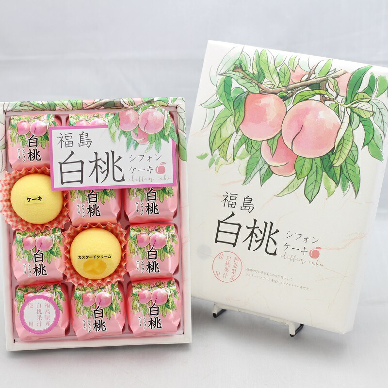 楽天市場 福島県産白桃果汁を使ったやわらかシフォンケーキ 中はカスタードクリーム 12個入 で相性抜群 白桃シフォンケーキ まざっせこらっせ ふくしま 桃 もも 白桃 けーき シフォン ケーキ カスタード お土産 郡山銘販 フジセイカ マザッセコラッセ まざっせこらっせ