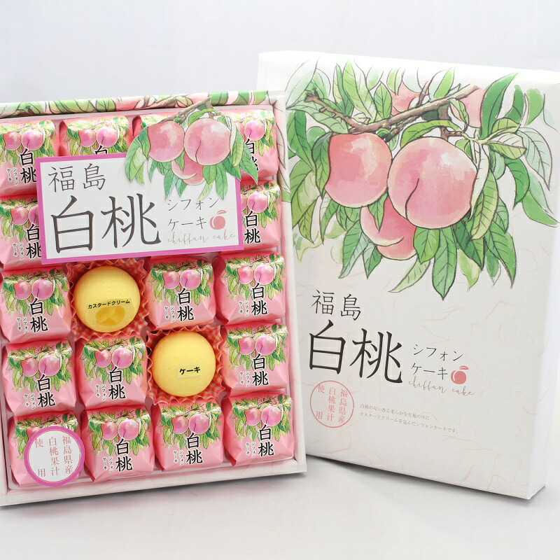 楽天市場 福島県産白桃果汁を使ったやわらかシフォンケーキ 中はカスタードクリーム 個入 で相性抜群 まざっせこらっせ 福島 ふくしま 桃 もも 白桃 けーき お土産 郡山銘販 マザッセコラッセ まざっせこらっせ
