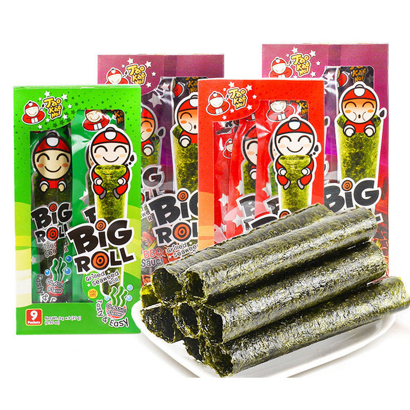 市場 4ケースセット タイお土産 タオケーのイ Roll Seaweed お菓子 人気菓子 Big Crispy 海苔スナック 4種類 Taokaenoi タオケーノイ のりスナック